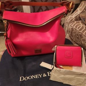 Dooney florentine twist strap hobo and matching wallet in fuschia